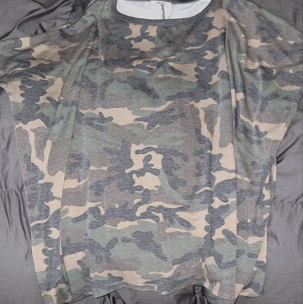 Camo top with dolman sleeves